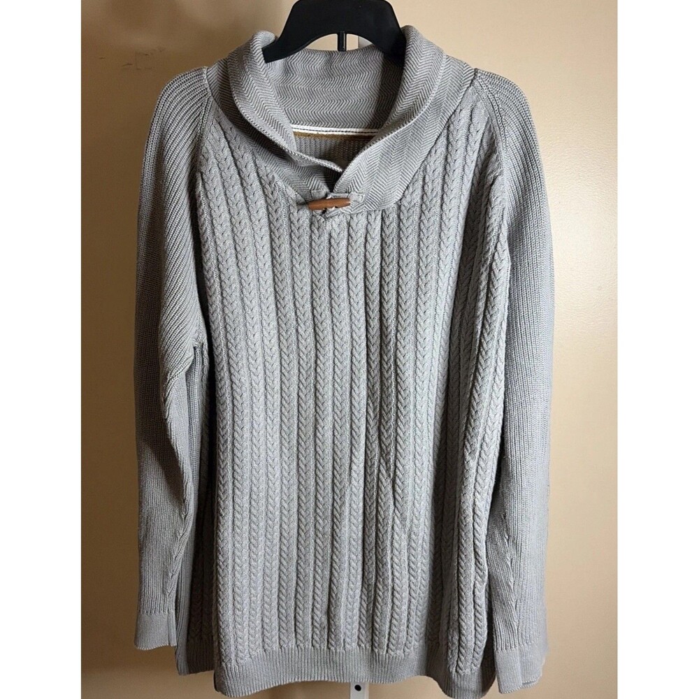 Men Salute Cultivated Long-Sleeve Sweater Cotton Light Gray XXL